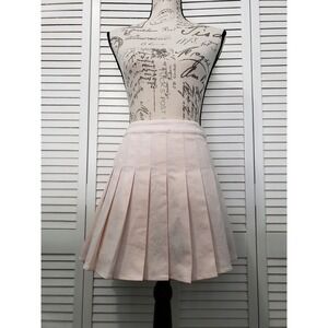Le Lis Mini‎ Skirt Women's Size Small Light Pink Pleated Canvas Back Zip A-Line